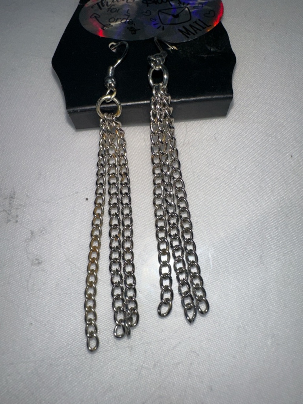 Silver Multi-Chain Dangle Earrings - Unbranded